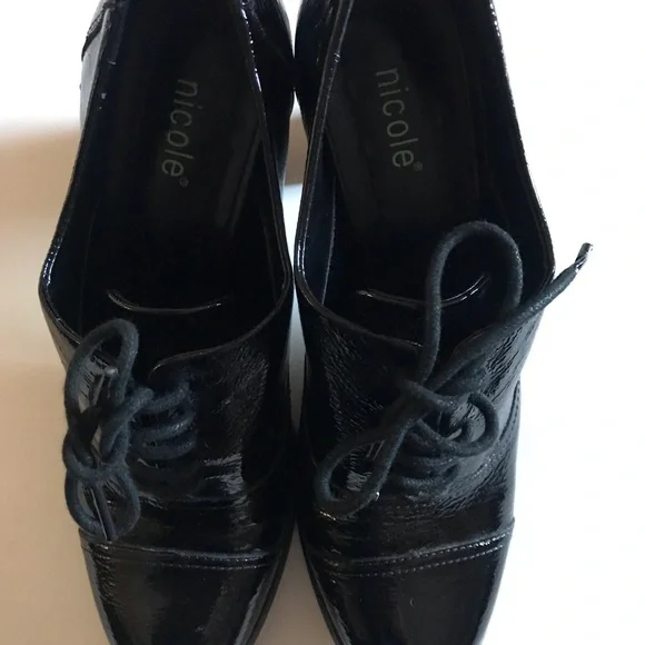Nicole black shiny ankle boots shoes size 7 - Picture 2 of 9